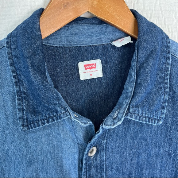 Levis Utility Shacket Mens Medium Denim Shirt Jacket Casual Patchwork Jean Top M - Picture 7 of 16